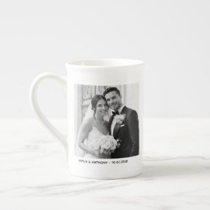 Caneca De Porcelana Casamento de Duas Fotos Minimalistas de Pais e Cas