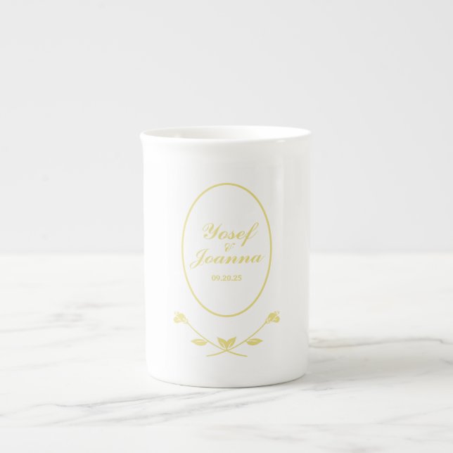Caneca De Porcelana Casamento Dourado (Frente)