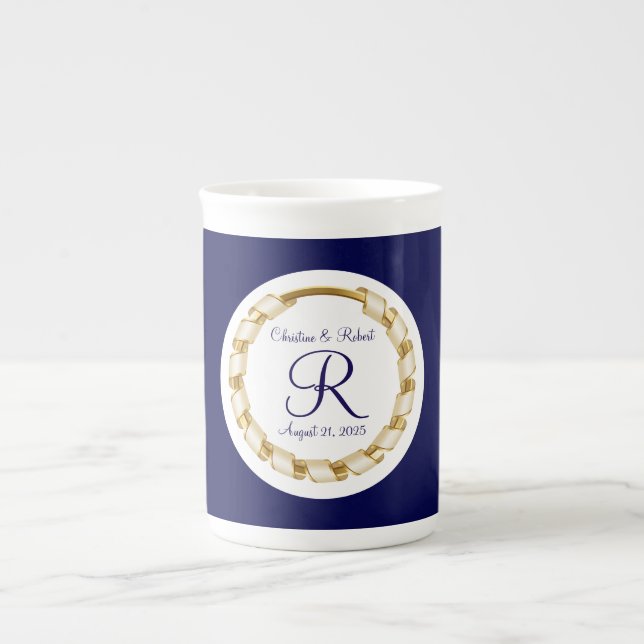Caneca De Porcelana Casamento Monograma (Frente)