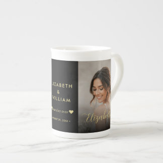 Caneca De Porcelana Casamento personalizado com bolinhas douradas e pr