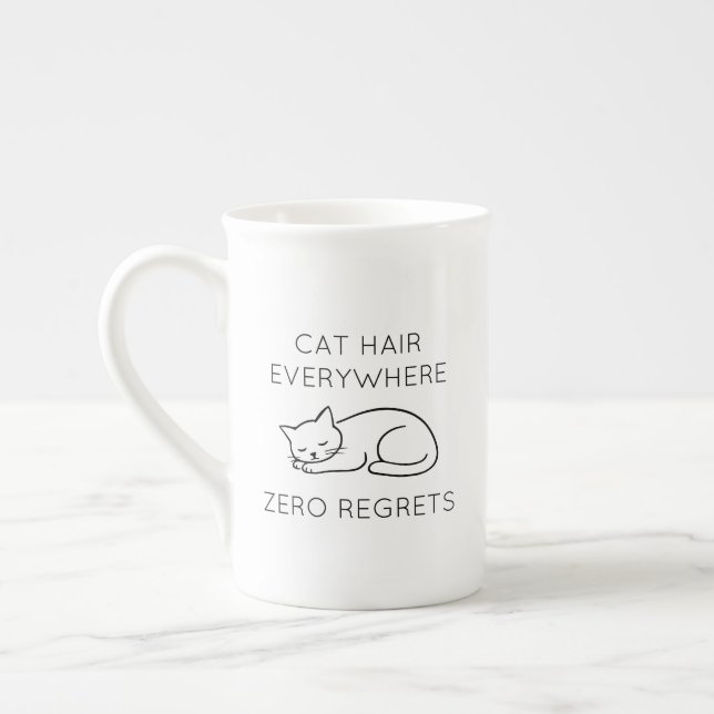 Caneca De Porcelana Cat hair everywhere zero regrets (Esquerda)