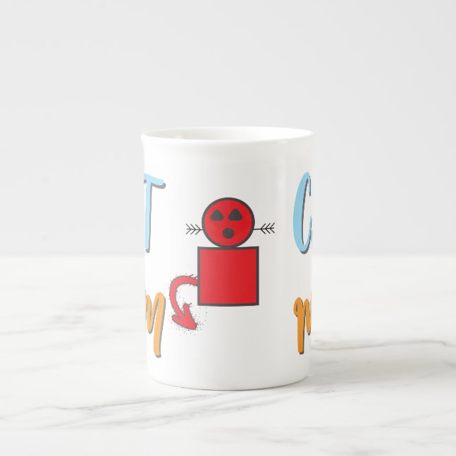 Caneca De Porcelana Cat Mãe - Felino Bonito com Personalização Opciona (Frente)