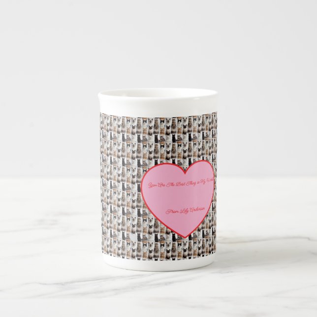Caneca De Porcelana Cat Photo pattern Heart Name Specialty Mug (Frente)