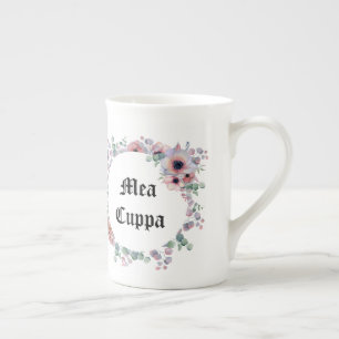 Caneca De Porcelana Católica Floral Humorista Mea Cuppa