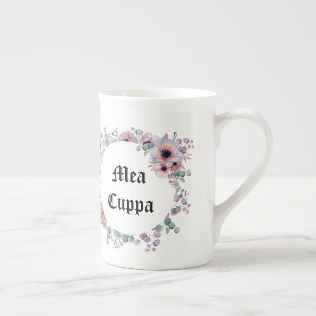Caneca De Porcelana Católica Floral Humorista Mea Cuppa (Direita)