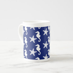 Caneca De Porcelana Cavalo-da-praia - Azul-marinho e branco