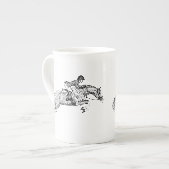 Caneca De Porcelana Cavalo Saltante (Frente Esquerda)
