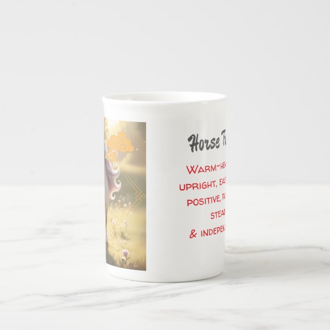 Caneca De Porcelana Cavalo - Zodiac Chinês (Frente)