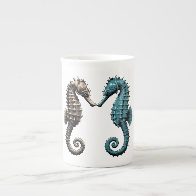 Caneca De Porcelana Cavalos-marinhos  (Frente)