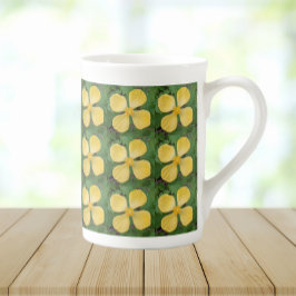 Caneca De Porcelana Celandina Amarelo Poppy Floral