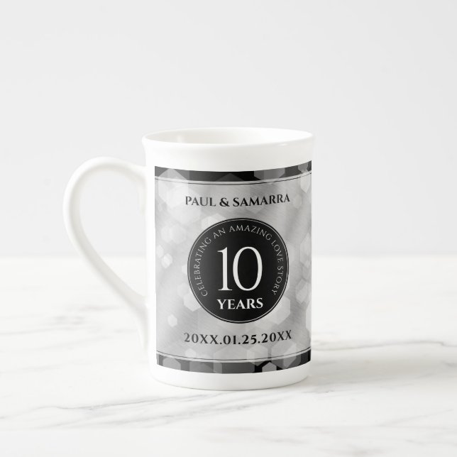 Caneca De Porcelana Celebração do Aniversário de Casamento de 10 Tin (Esquerda)