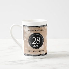 Caneca De Porcelana Celebração do Aniversário do Casamento Linen 28