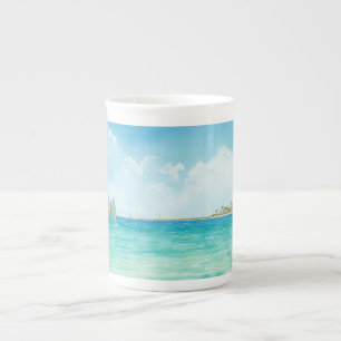 Caneca De Porcelana Cena Tranquila de Windsurf