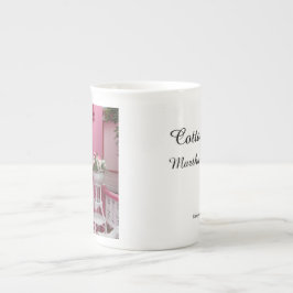 Caneca De Porcelana Cesta de Flor Branca a Rosa - Vinha de Martha
