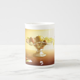 Caneca De Porcelana Cesto de vidro com frutas e bateria