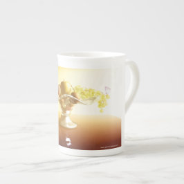 Caneca De Porcelana Cesto de vidro com frutas e borboleta