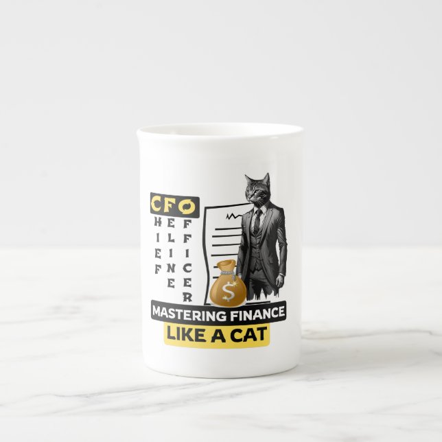 Caneca De Porcelana CFO (Diretor Feline Oficial): Mastering Finance (Frente)