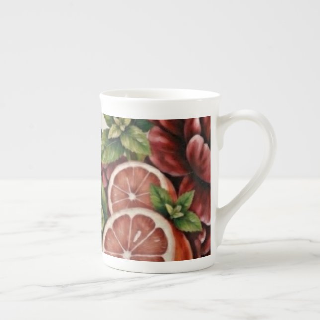 Caneca De Porcelana Chá de Bebê de Verão Floral Cítrico Rústico (Direita)