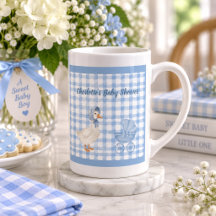 Chá de Bebê do Ganso Aquarela Azul Personalizado