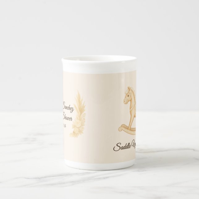 Caneca De Porcelana chá de fraldas Ocidental Boho "Saddle Up" (Frente)
