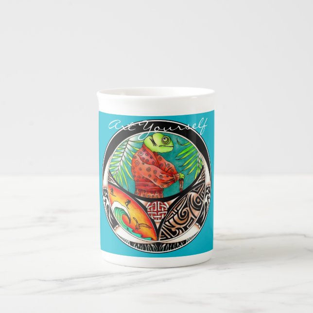 Caneca De Porcelana Chameleon Art Drawing (Frente)
