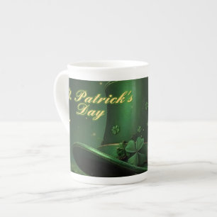 Caneca De Porcelana Chapéu e Design de Trevo do Dia de São Patrício