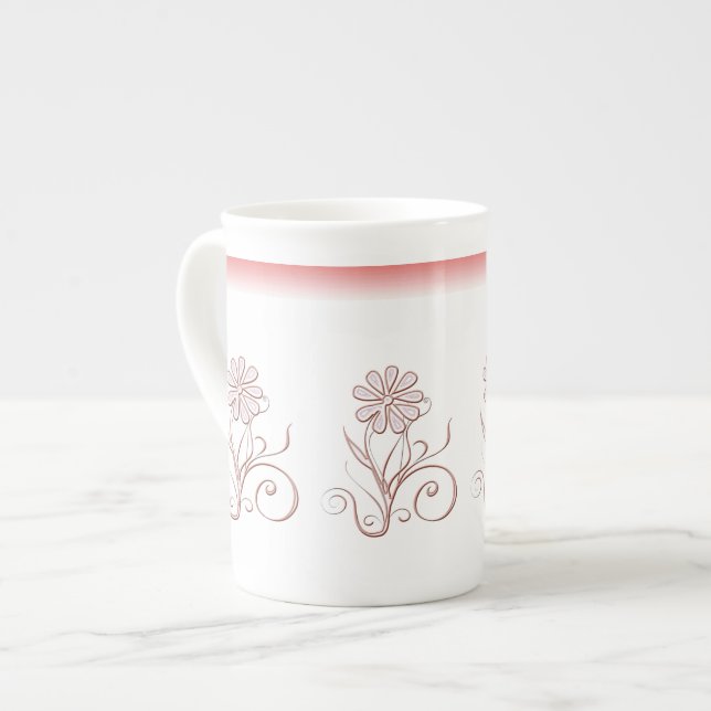 Caneca De Porcelana Charming floral Bone China Mug (Frente Esquerda)