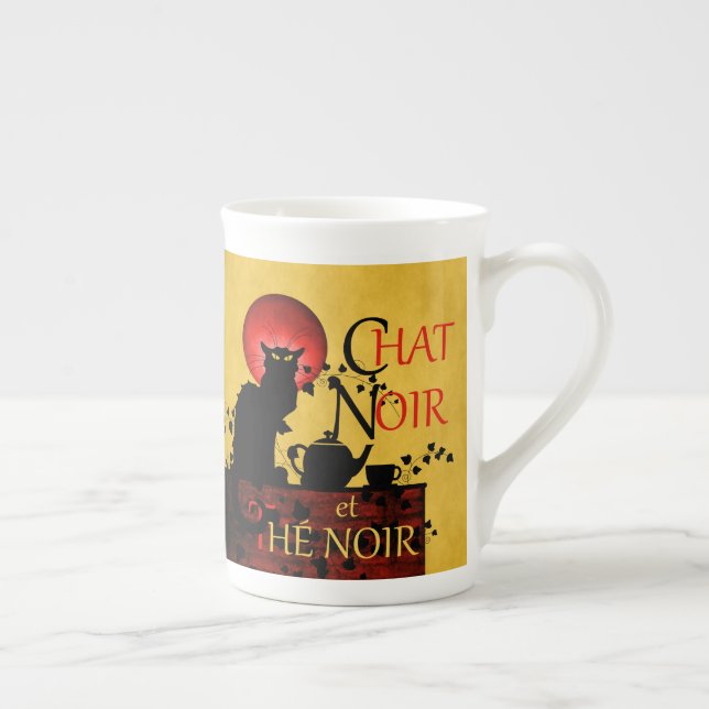 Caneca De Porcelana Chat Noir et Thé Noir, Black Cat Tea (Direita)