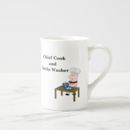 Caneca De Porcelana Chefe Cook and Bottle Washer, com Chef de Cartoon