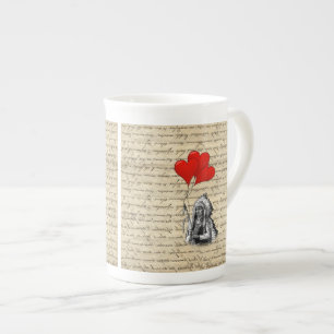 Caneca De Porcelana Chefe Indígena Engraçado e balões de coração