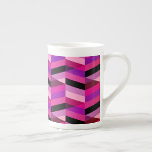 Caneca De Porcelana Chevron/Herringbone Abstrato Roxos e Violeta