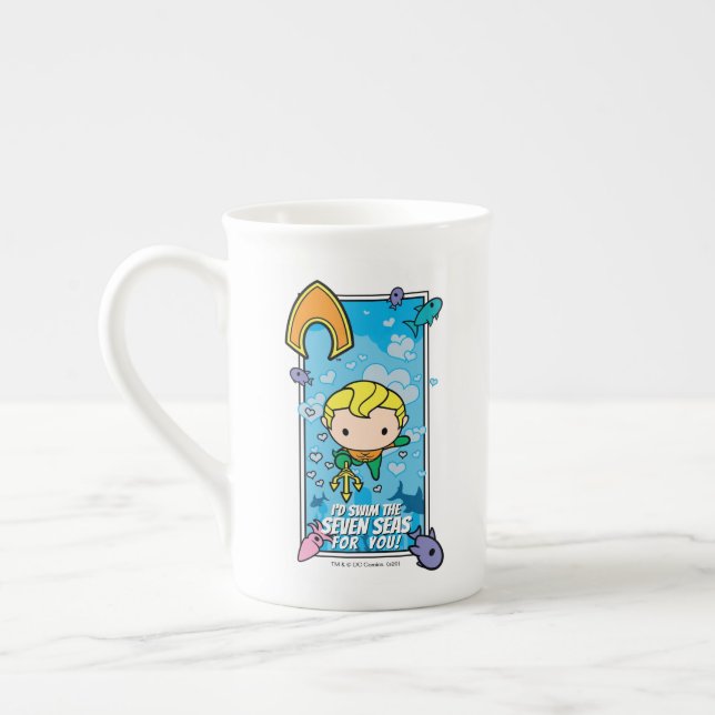 Caneca De Porcelana Chibi Aquaman - Vou Natação Os Sete Mares (Esquerda)