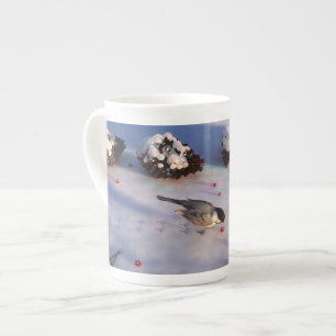 Caneca De Porcelana Chickadee Winter Mug