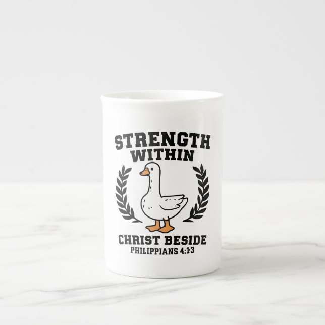Caneca De Porcelana Christian Goose Mug – “Strength Within, Christ Bes (Frente)