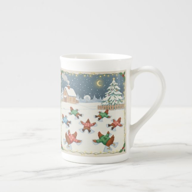 Caneca De Porcelana Christmas Poultry in Motion, Coffee Mug (Direita)