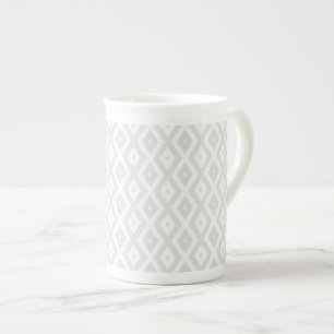 Caneca De Porcelana Cinzas leves e padrão de diamante branco