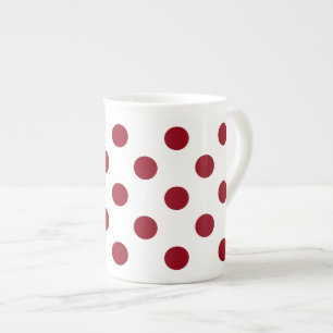 Caneca De Porcelana Círculos de Bolinhas Vermelhas Crimson
