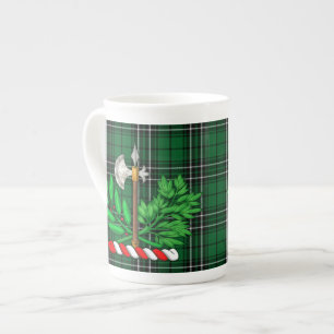 Caneca De Porcelana Clan MacLean Caça Tartan E BatalhaAxe Crest