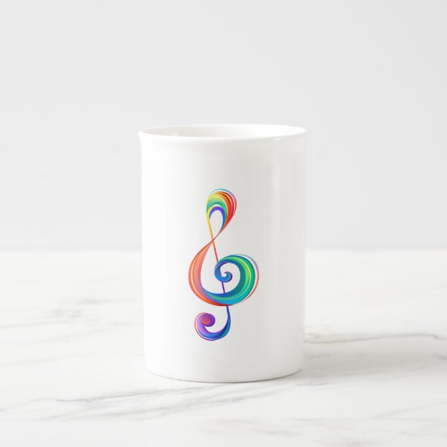 Caneca De Porcelana Clef (trecho de arco-íris) (Frente)