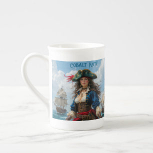 Caneca De Porcelana Cobalt Kate - Capitã Pirata Feminina de Alto Contr