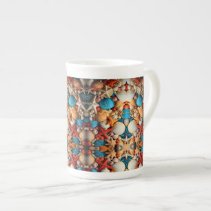Caneca De Porcelana Cobertor Sherpa de Mosaico de Conchas