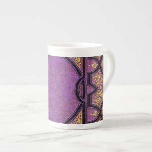 Caneca De Porcelana Cobrir do Livro das Vinhas Roxo e Dourado