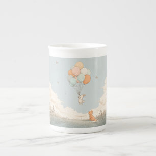 Caneca De Porcelana Coelho Balão & Pequena Raposa