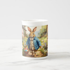 Caneca De Porcelana Coelho da Páscoa Coletando Ovos da Páscoa