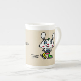 Caneca De Porcelana Coelho engraçado do patinagem no gelo