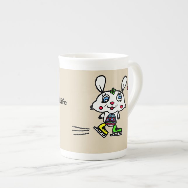Caneca De Porcelana Coelho engraçado do patinagem no gelo (Frente Esquerda)