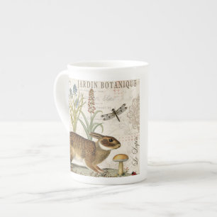 Caneca De Porcelana coelho francês vintage moderno no jardim