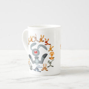 Caneca De Porcelana Coelhos de cartoon bonitos Mandala Osso China Mug