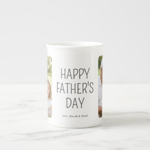 Caneca De Porcelana Colagem de Fotos Minimalista Moderna para o Dia do