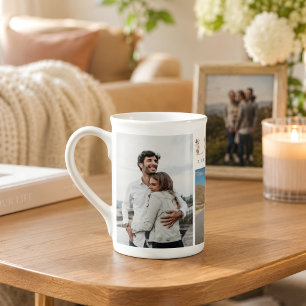 Caneca De Porcelana Colagem de Fotos Personalizada da Família 6 Fotos 